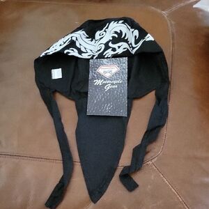 Motorcycle Dragon Black White Fitted Bandana Hat